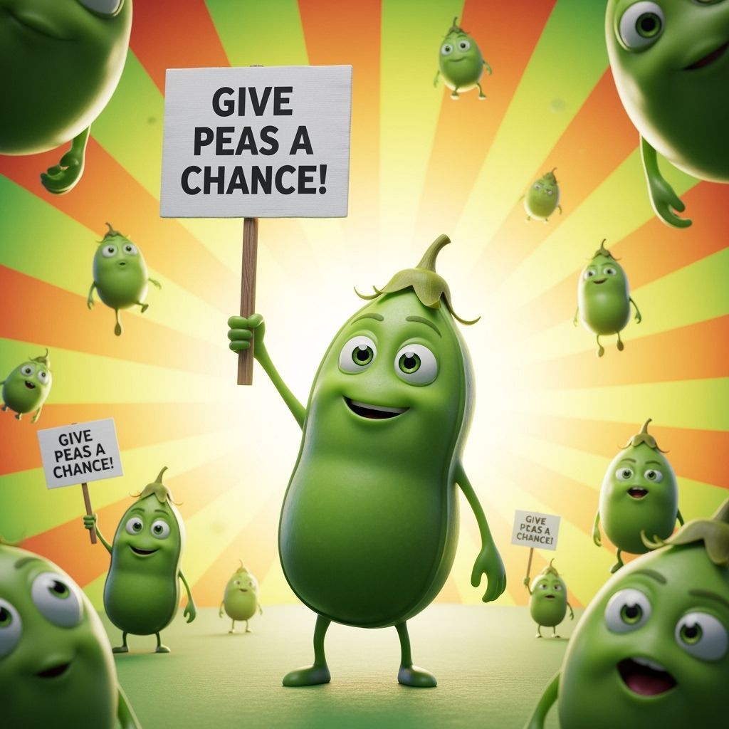 Anthropomorphic Peas Rally for 'Give Peas a Chance!'
