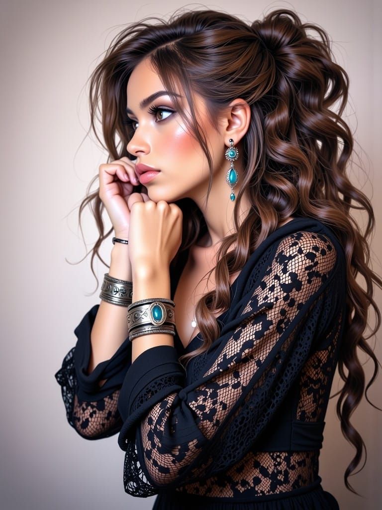 Modern Model Profile Portrait in Close-Up Macro Photography