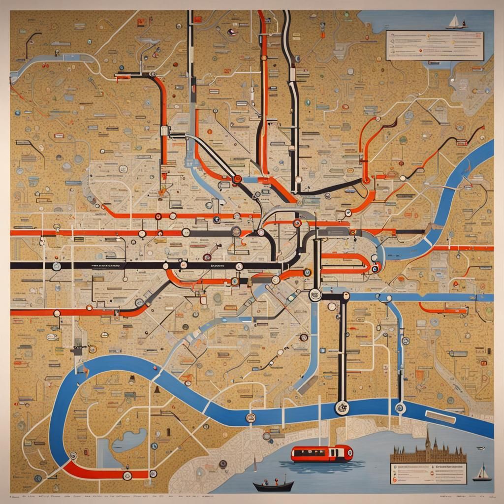 London Underground Map in Hypermodern Surrealist Style