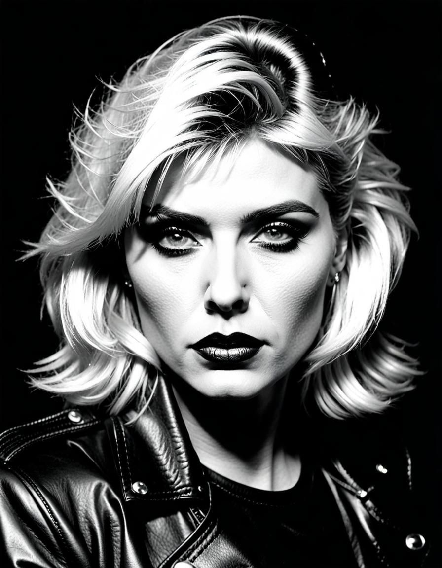 Debbie Harry Portrait in High Contrast Charcoal Style