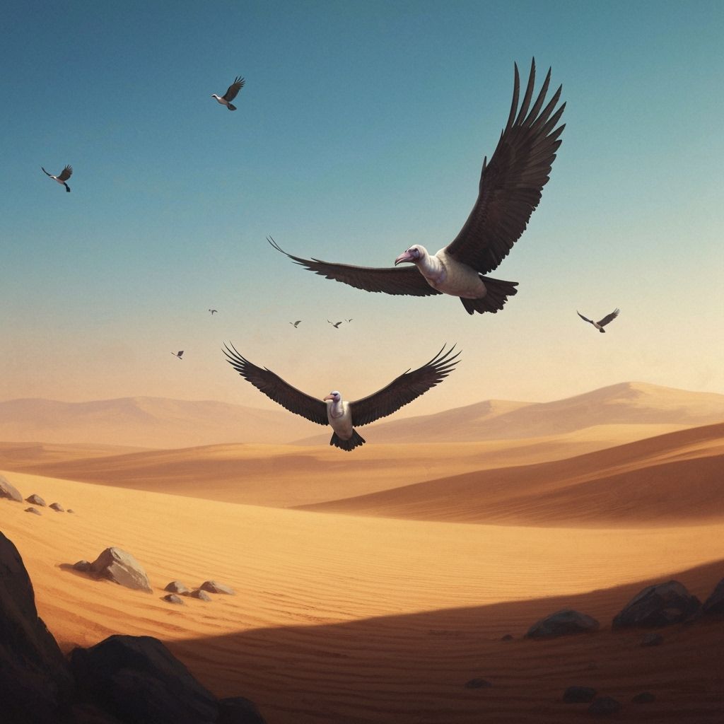 Vultures Circling Desert Landscape - Matte Painting