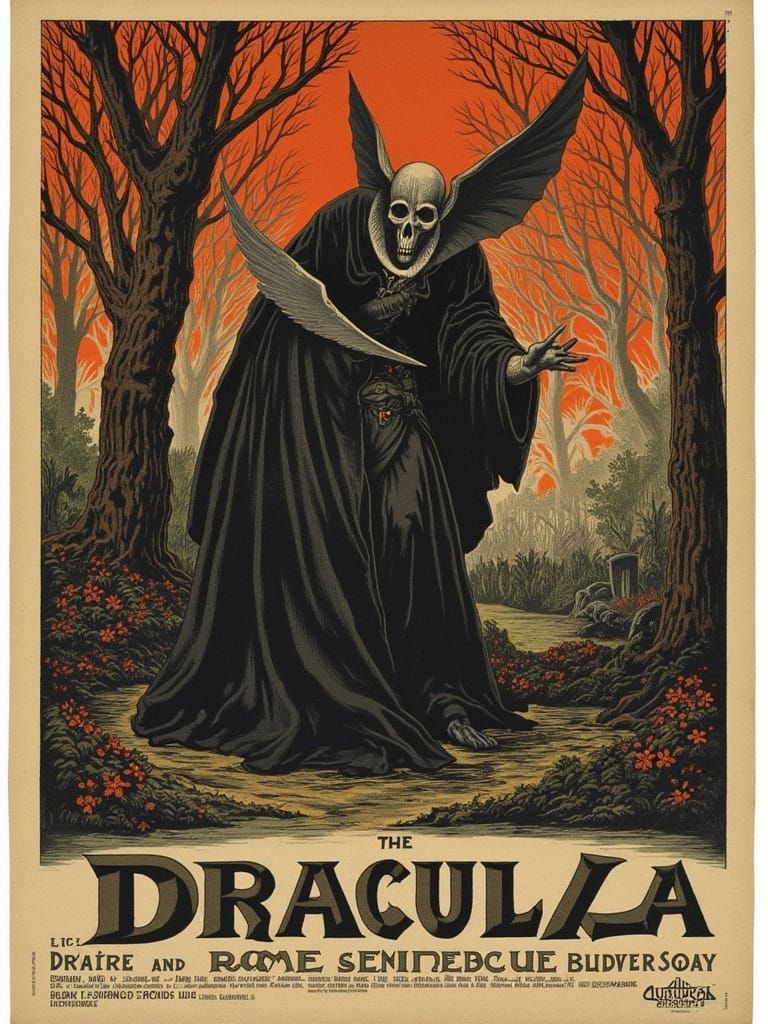 Vintage Dracula Movie Poster in Gustave Doré Style