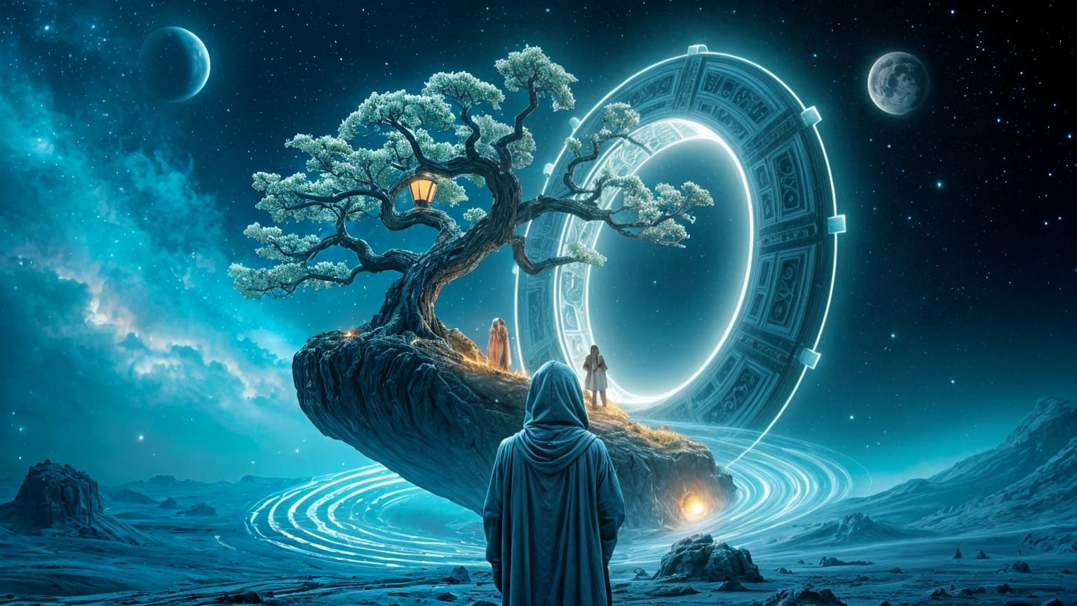 Alien Stargate with Bioluminescent Bonsai, Sci-Fi Fantasy