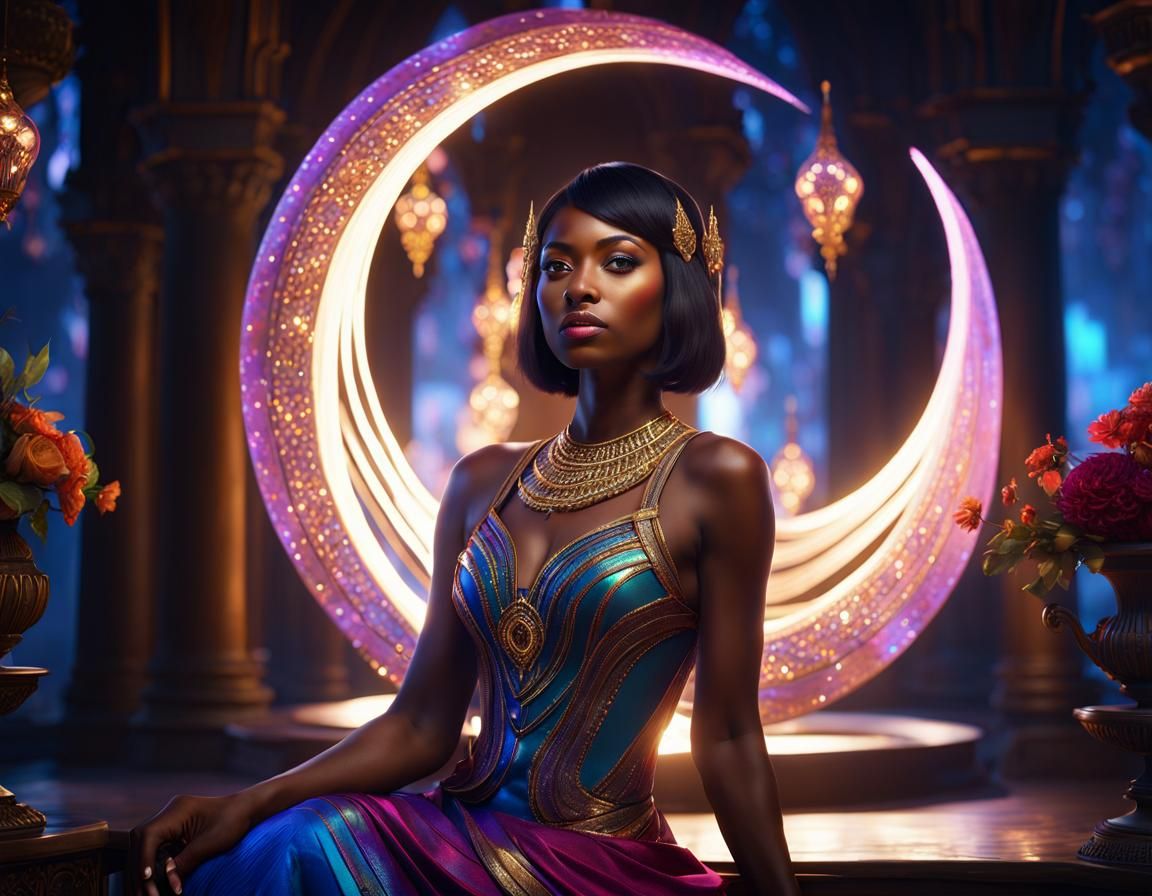 Stunning Dark-Skinned Woman in a Fantasy Concept Art