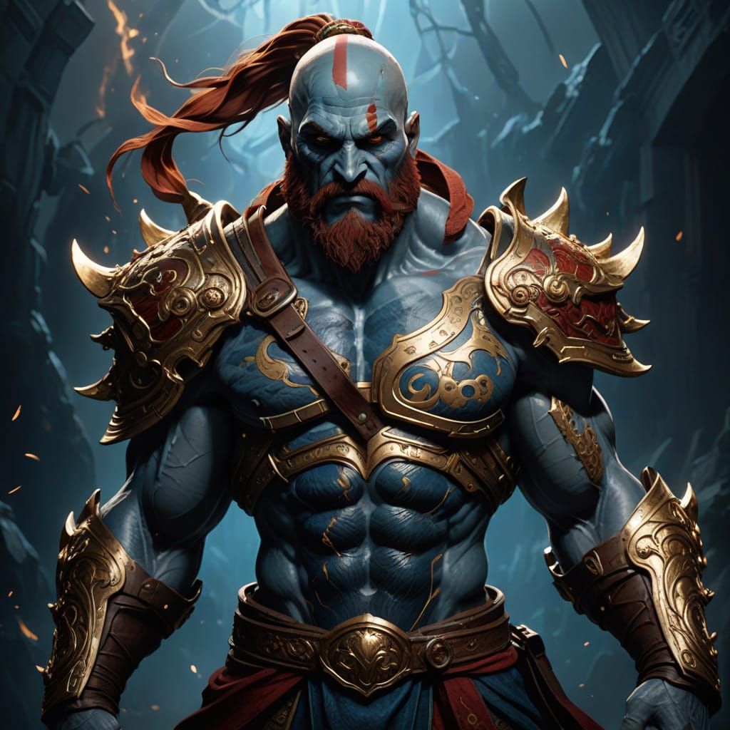 Dark Fantasy Warrior with Four Arms, Ancient Greek Armor