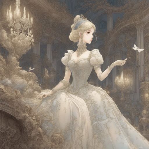 Cinderella Illustration in Yoshida Style