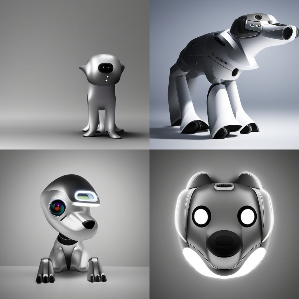 Futuristic Robot Dog: Sleek Metallic Design in 3D