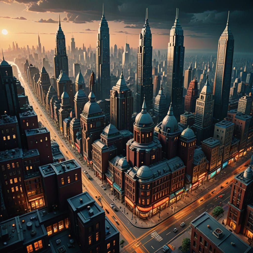 Lego Metropolis in Cinematic Futurism Style