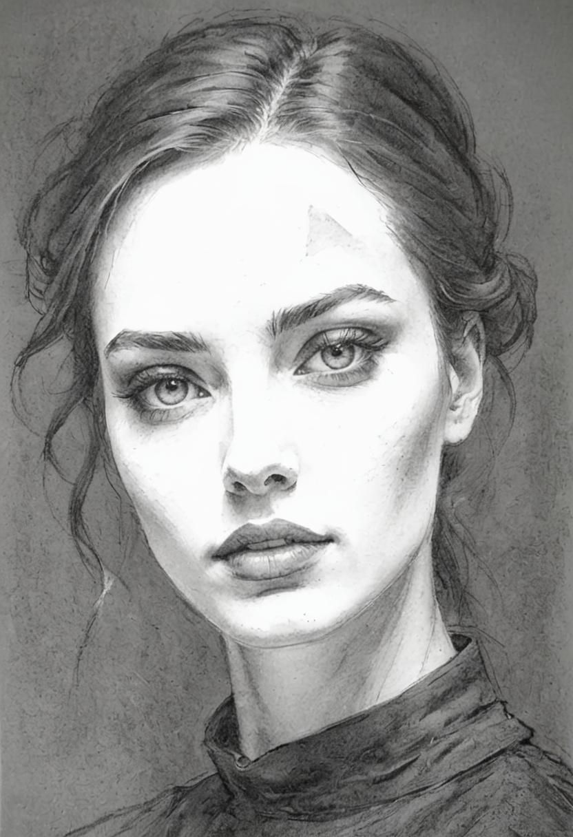 Expressive Charcoal Portrait of a Young Woman