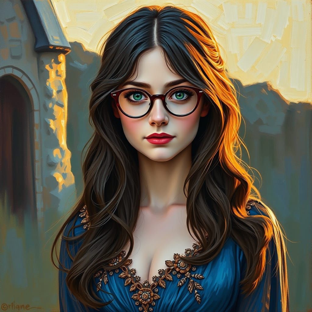 Adult Hermione Granger in Neo-Impressionist Oil Painting