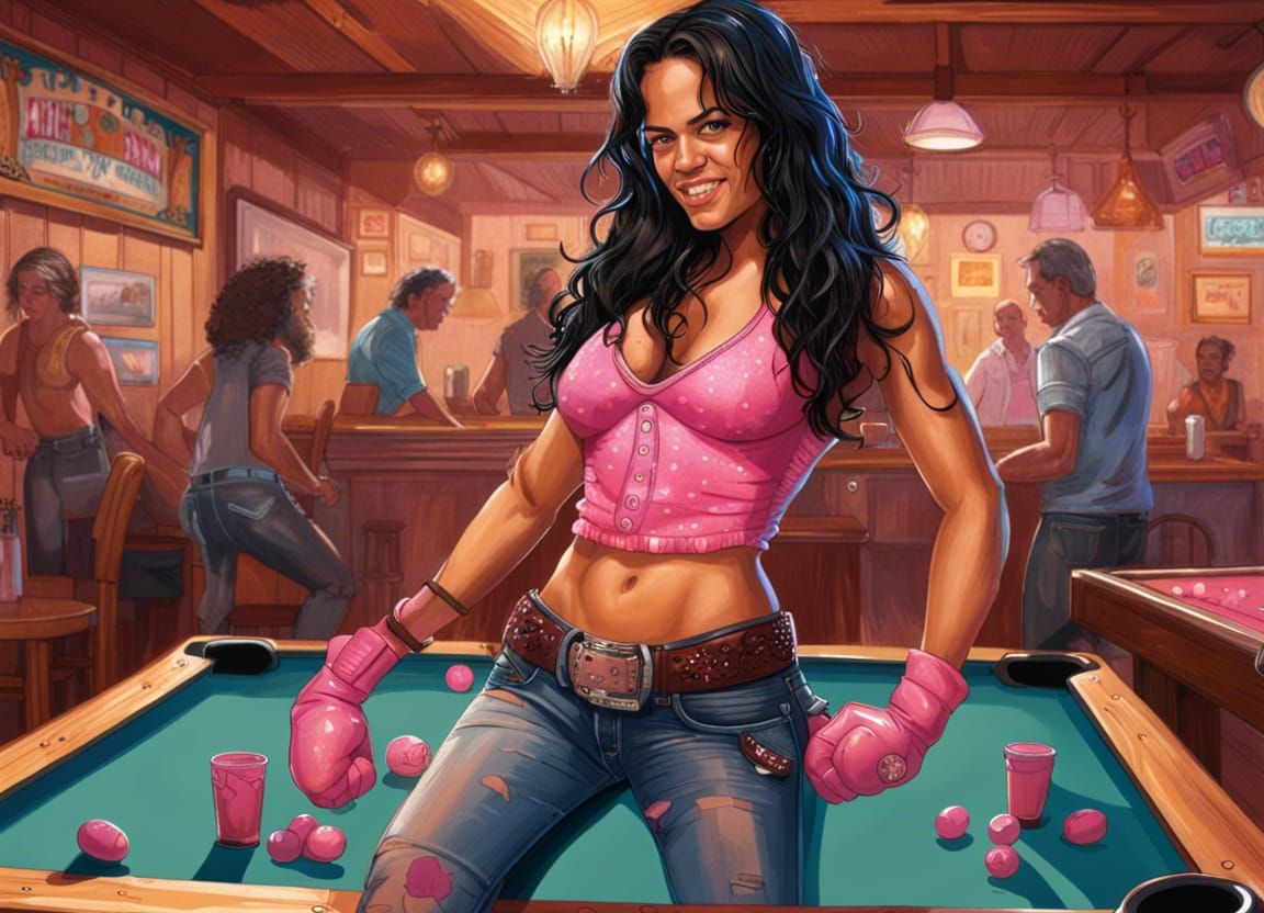 Michelle Rodriguez in Girlfight: Hyperdetailed Saloon Portra...