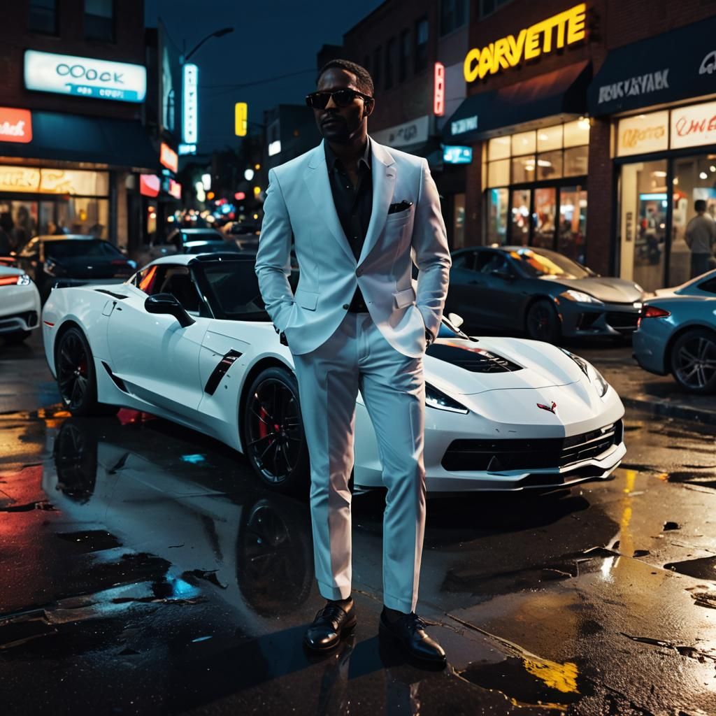 Cinematic Film Still: Man in White Suit