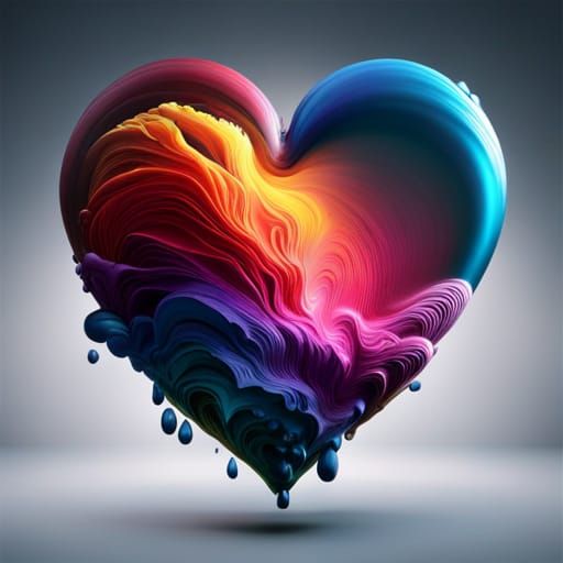Exploding Heart in Thousand Colors: Hyperrealistic Splash Ar...