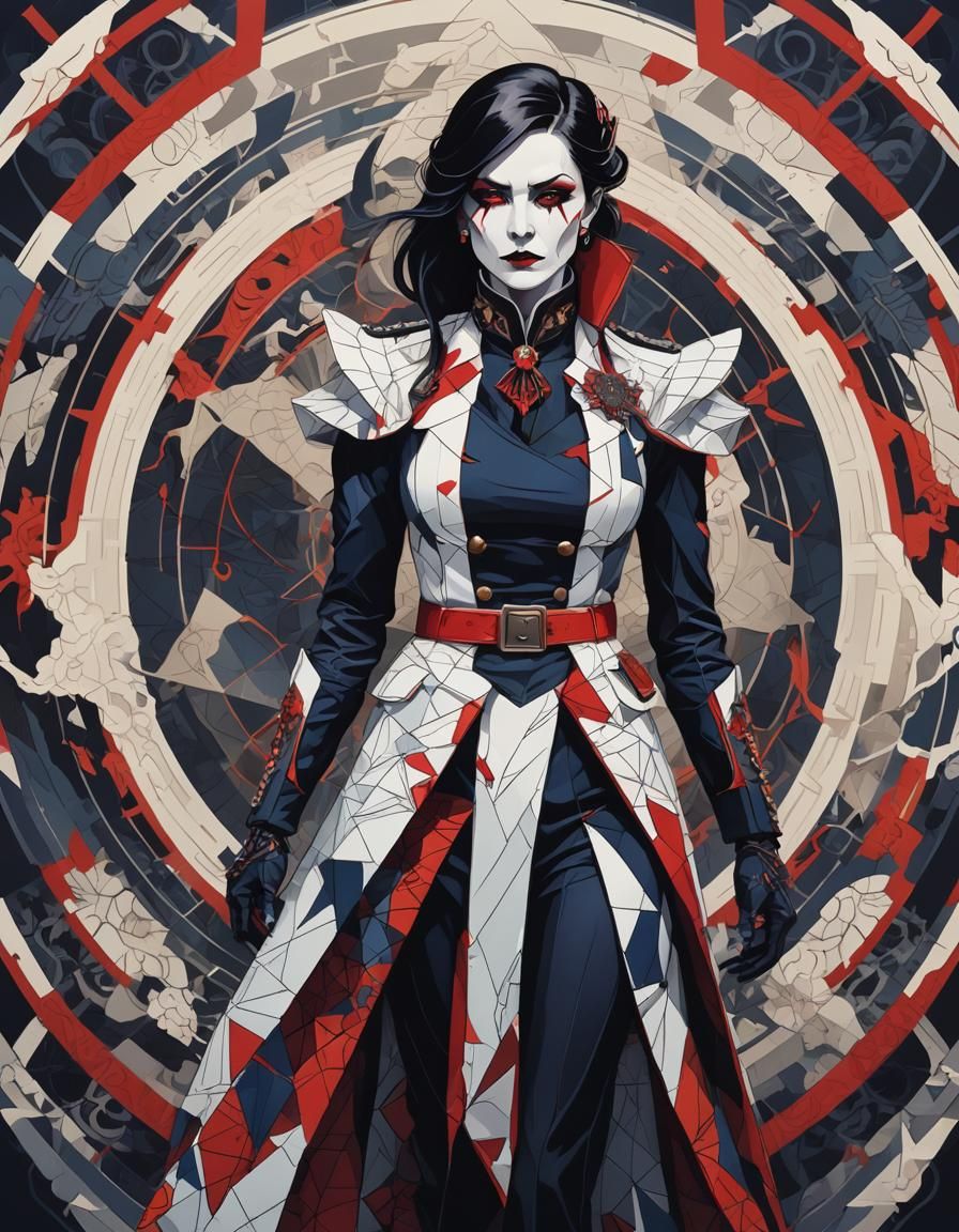 Abstract Vampire Chief Constable in Vibrant Geometric Style