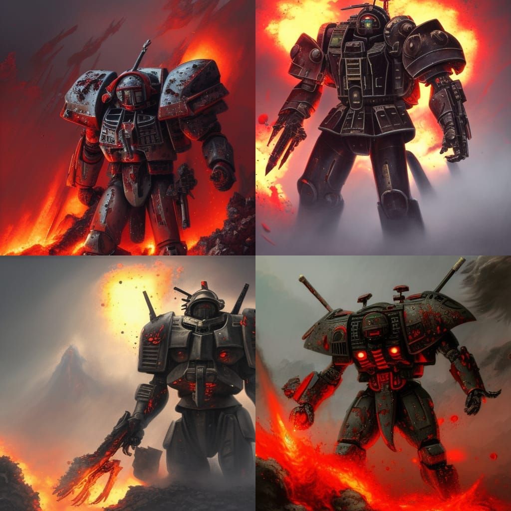 Blood Splattered Zaku on Volcanic Surface