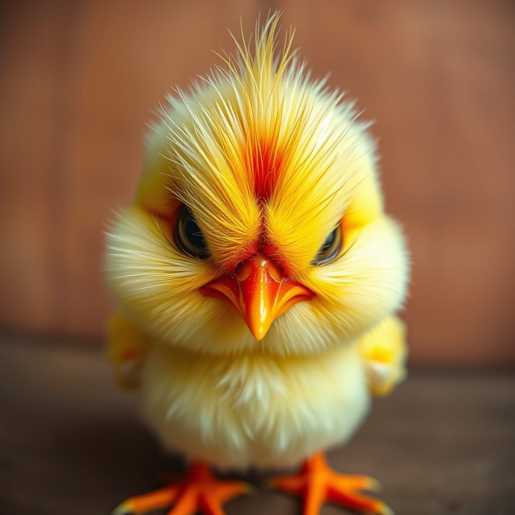 Angry Kawaii Chick: Fisheye Lens, Red Cheeks