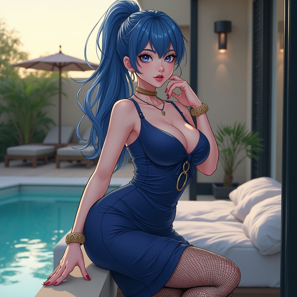 Semi-Realistic Manga Goddess in Dark Colors