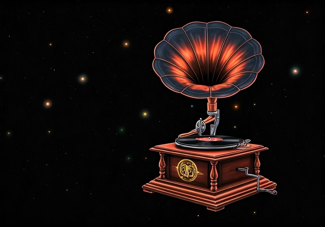 Art Deco Gramophone in Cosmic Neon