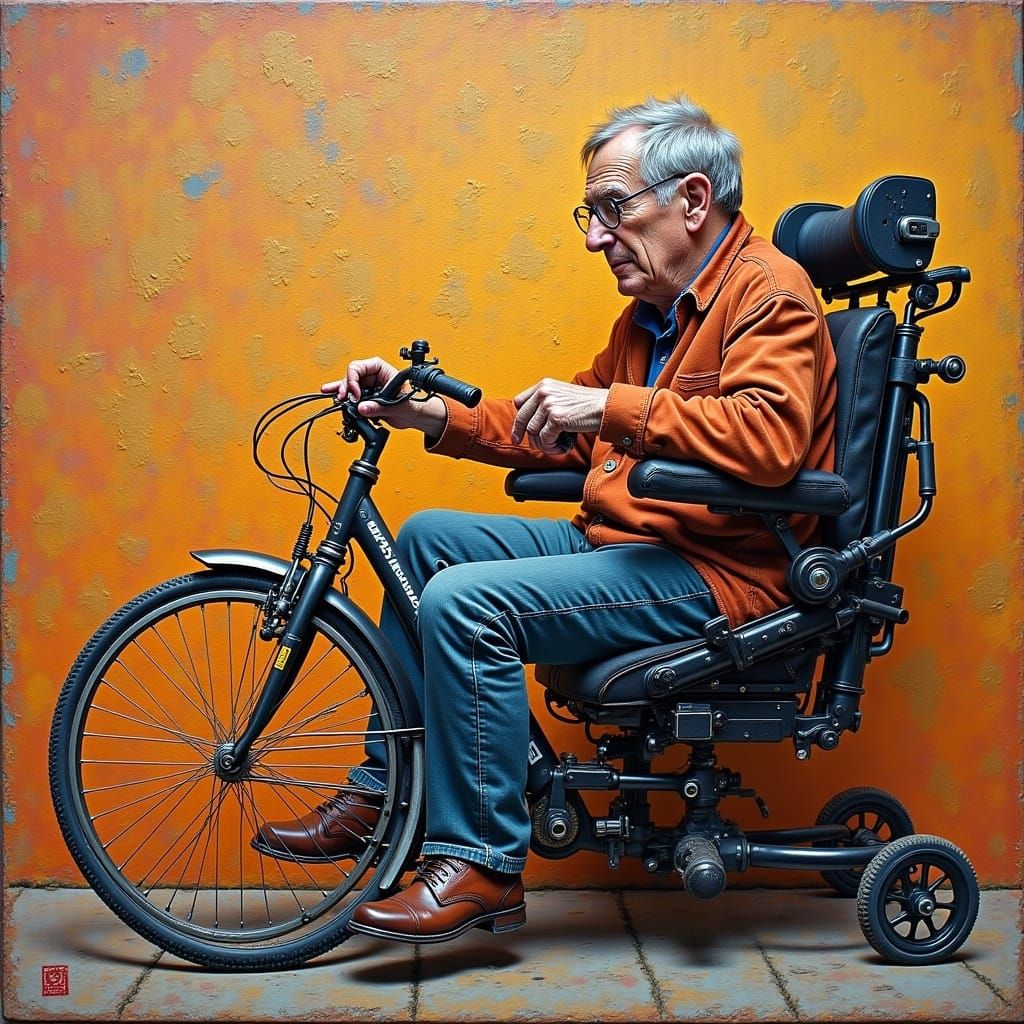 Stephen Hawking with Bicycle