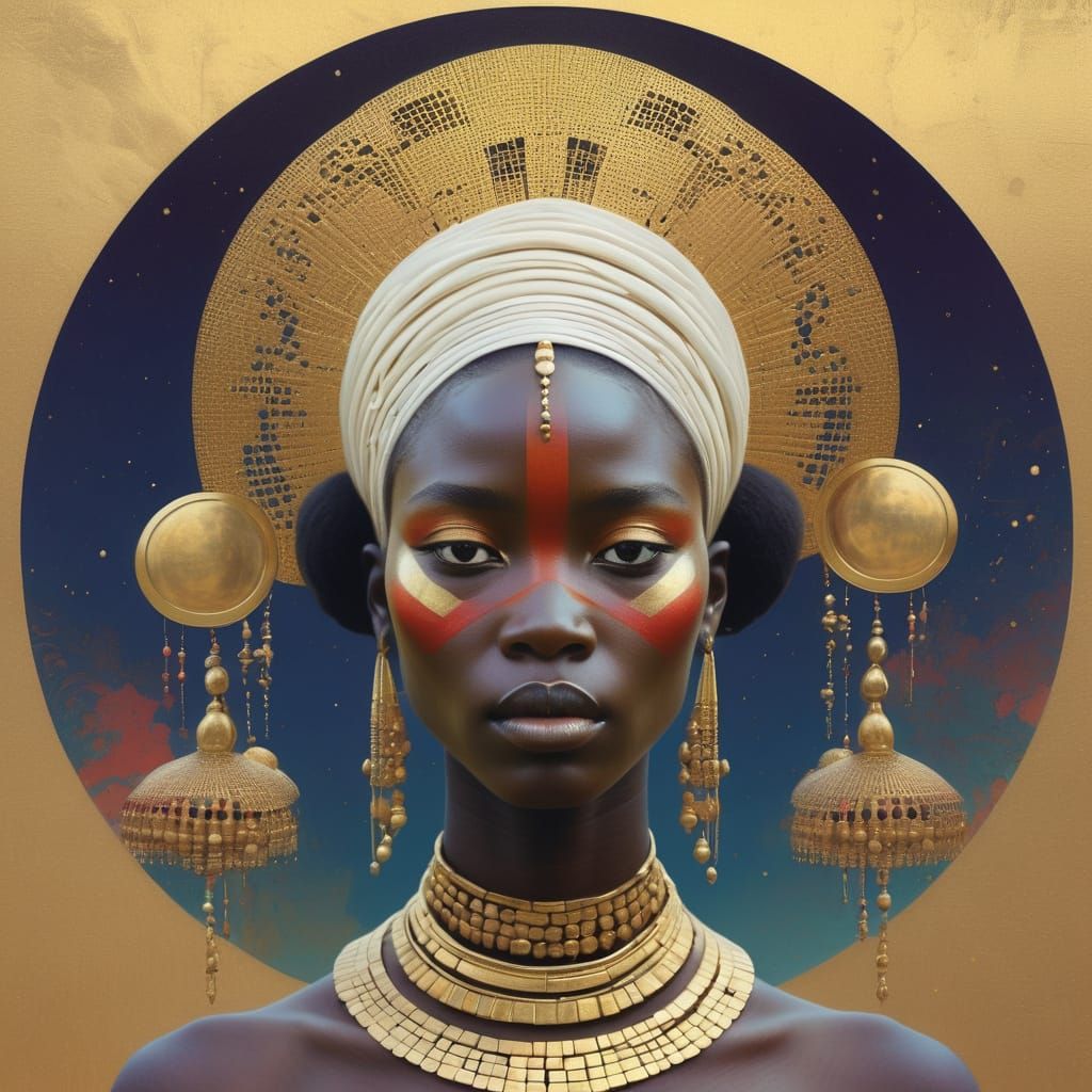 Nilotic Princess in Opulent Futurism Style