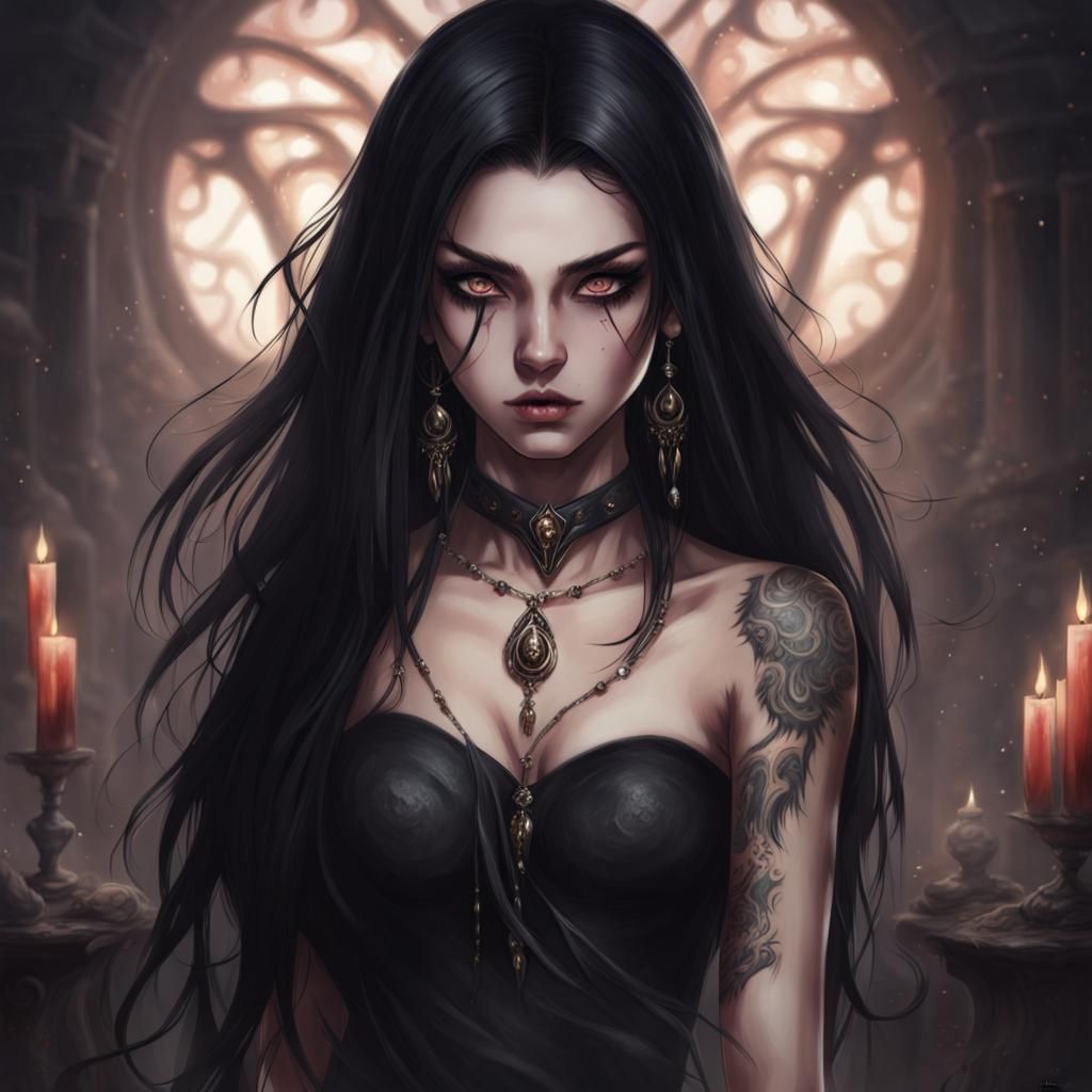 Fantasy Demon Girl Portrait with Glowing Eyes