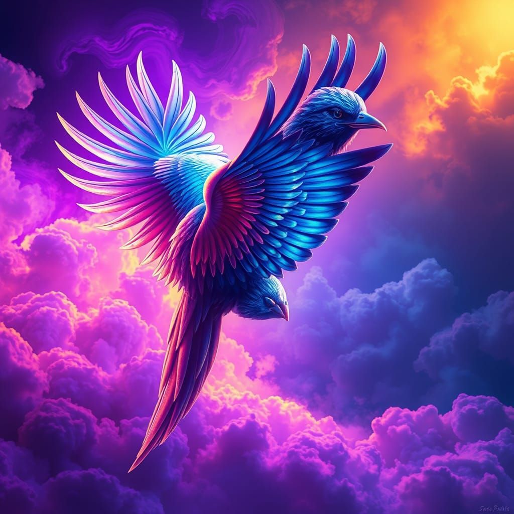 Futuristic Avian Wonders in Neon-Lit Cyberpunk