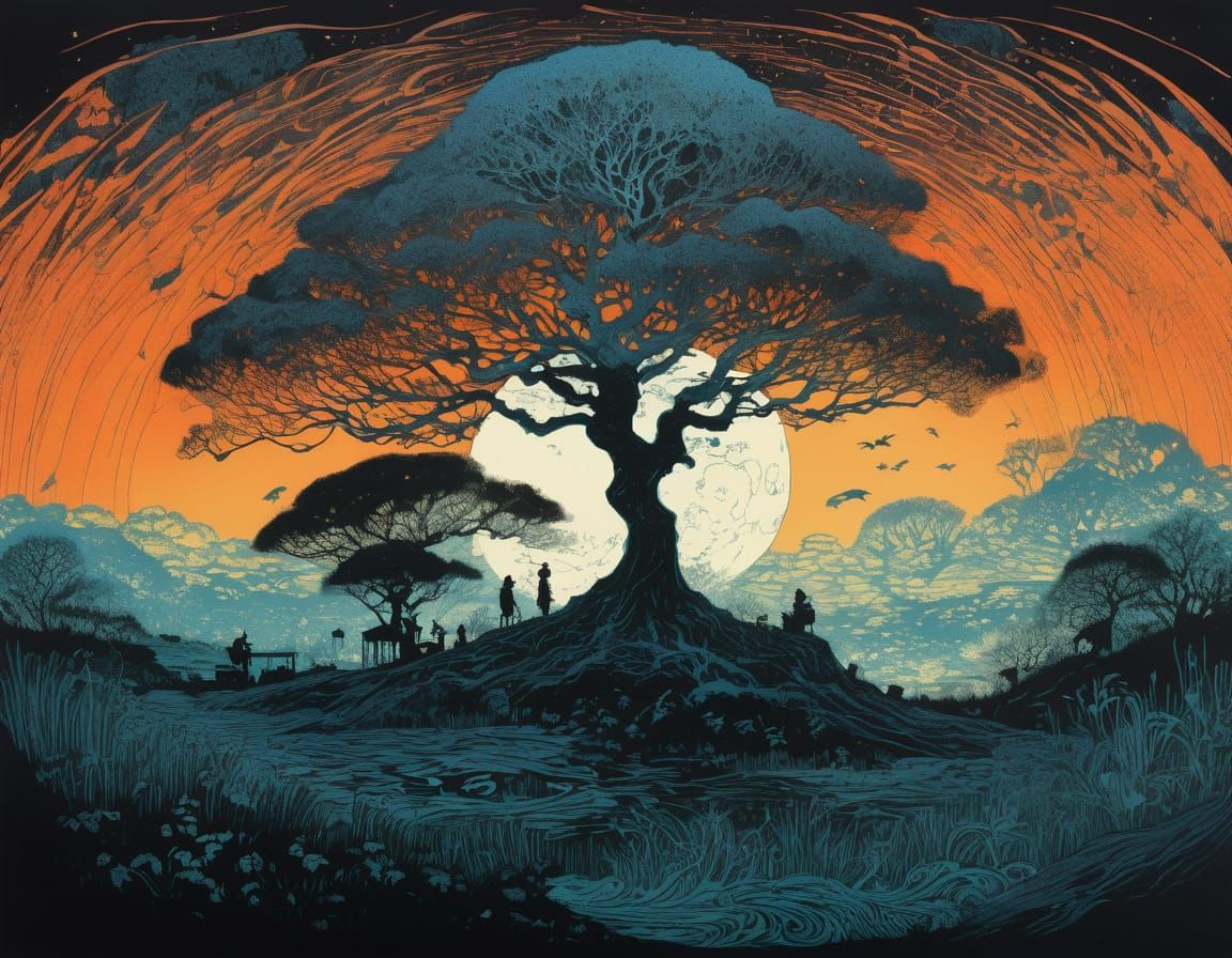 Engraved Etchings in Vintage Style