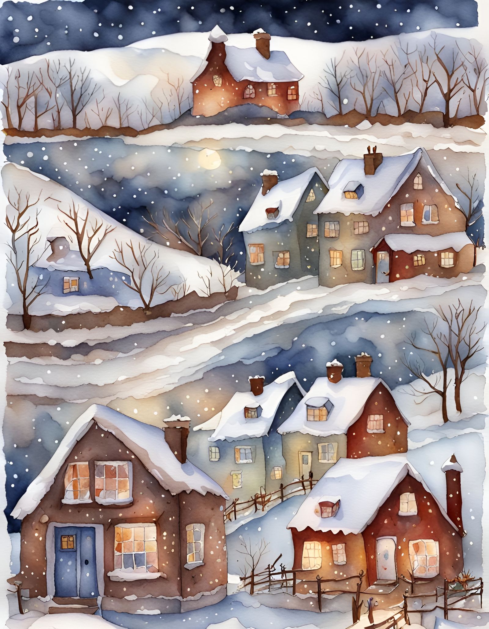 Cozy Winter Quilt Patch in Watercolour Style