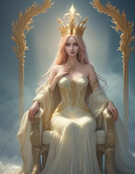 Enchanting Snake Queen on Throne in Fantasy Illustration