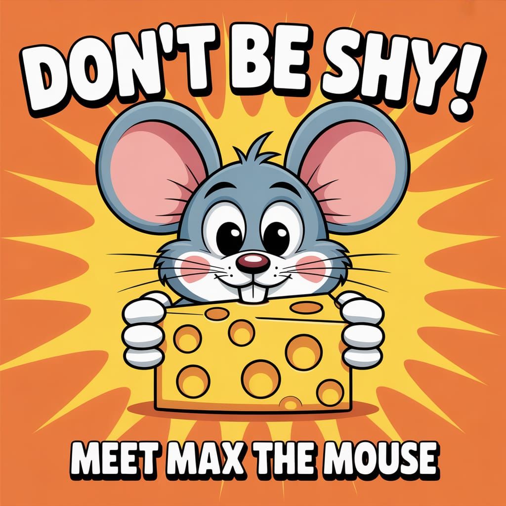 Cartoon Mouse Hiding: A Cheerful 2D Illustration