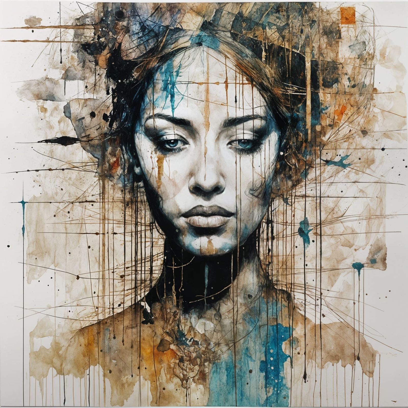 Abstract Figure Art Inspired by Mixed Media Techniques