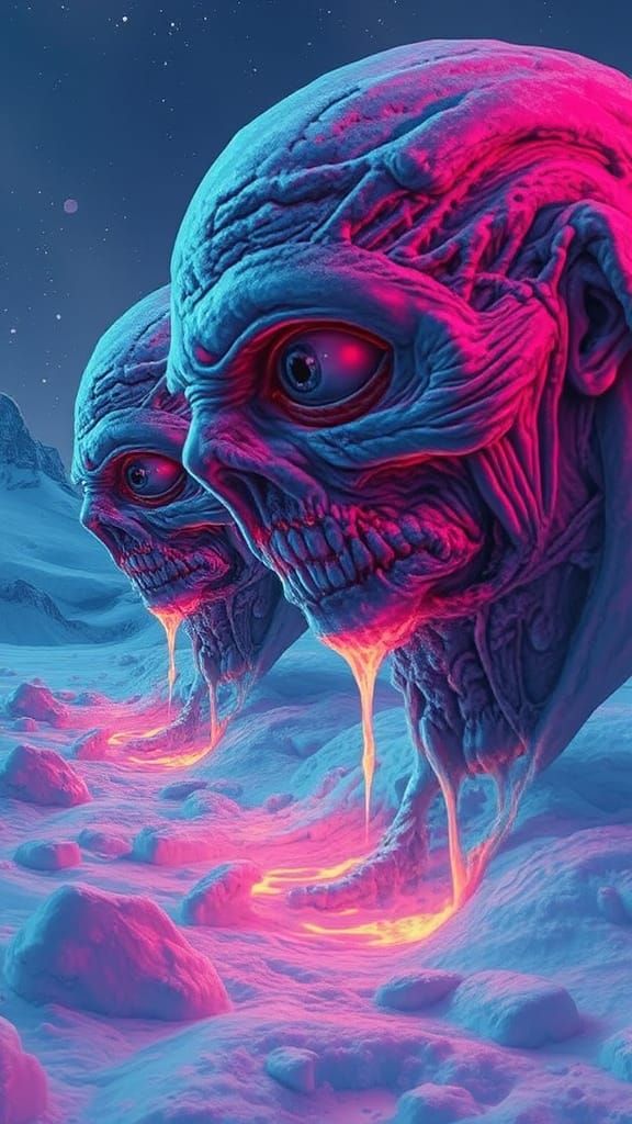Melting Faces in Acid Snow: A Surreal Horror