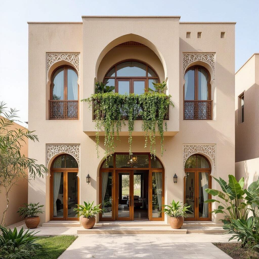 Islamic Architecture: House Facade with Hanging Garden