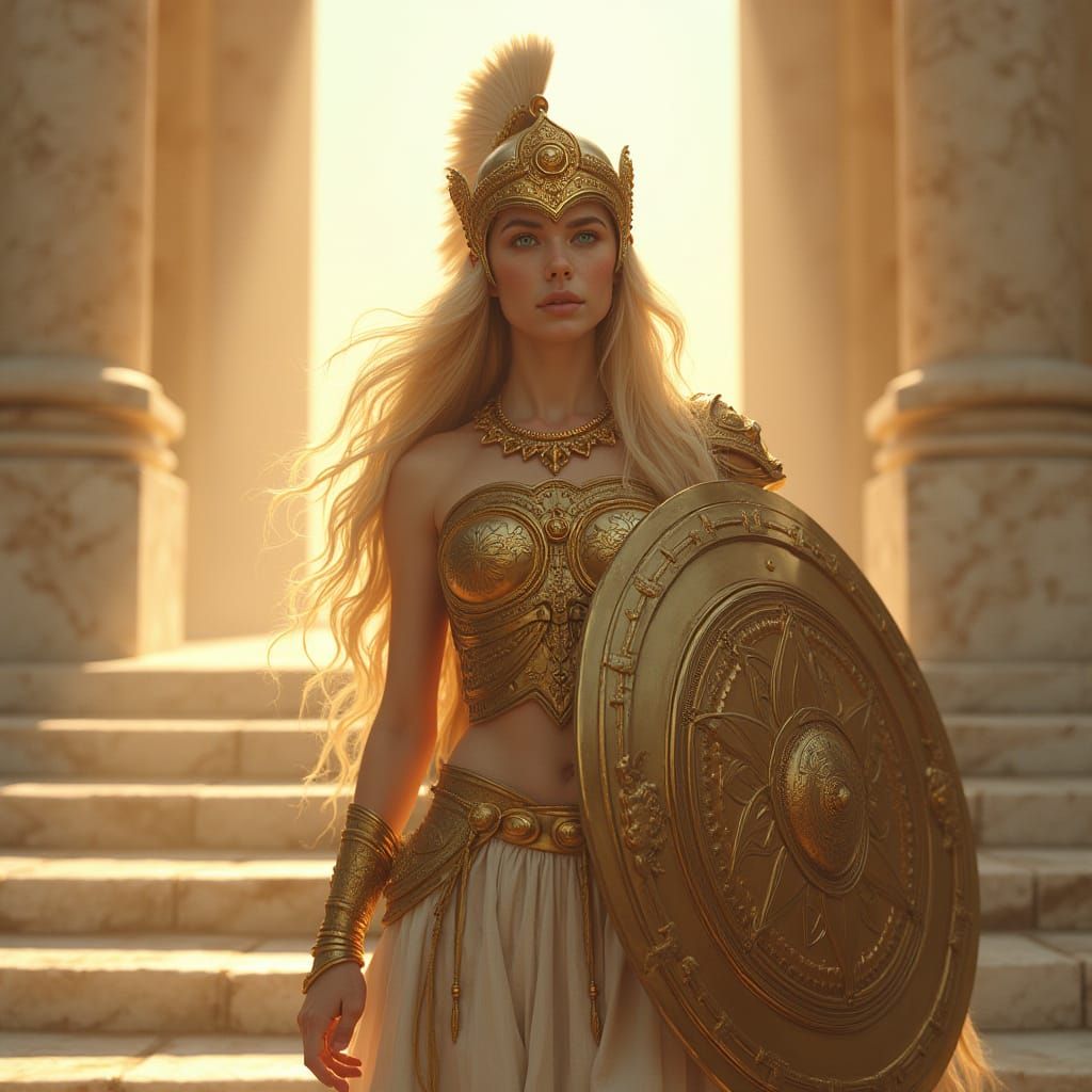 Athena: Greek Goddess in Hyperrealistic Digital Painting