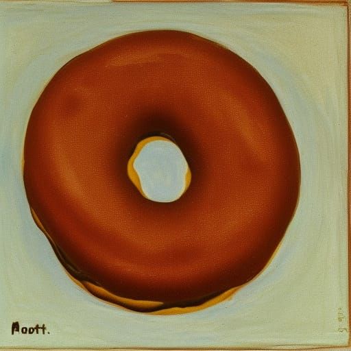 Doughnut in a Mondrian-Inspired Geometric Style