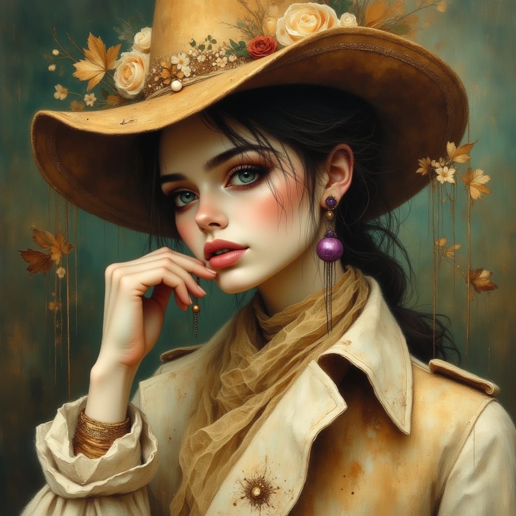 Elegant Woman in Whimsical Dark Romantic Style