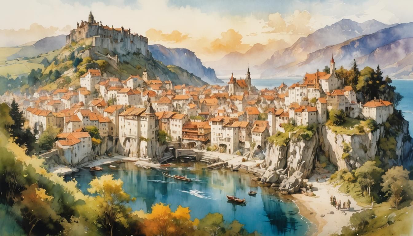 Colourful Fairytale Scene in Detailed Illustration Style