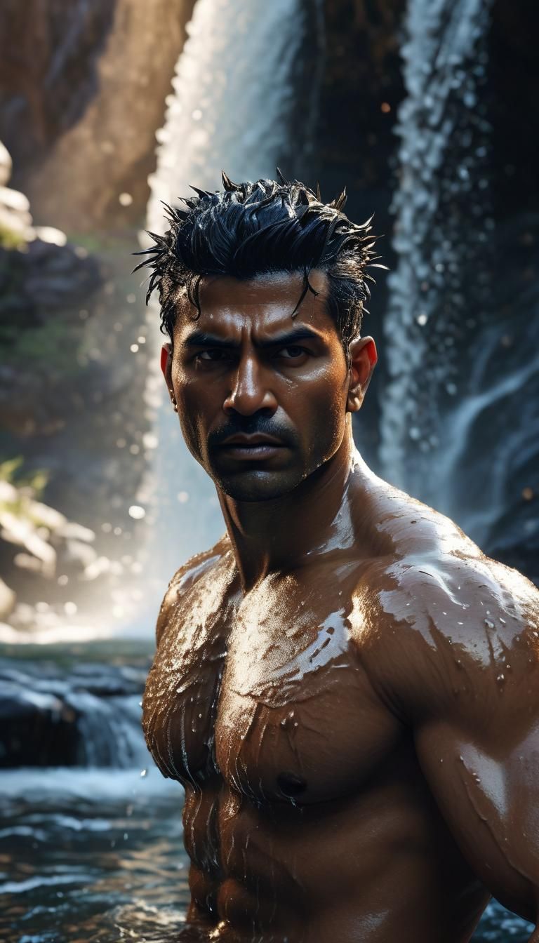 Latino Police Officer Bathing: 3D Game Art