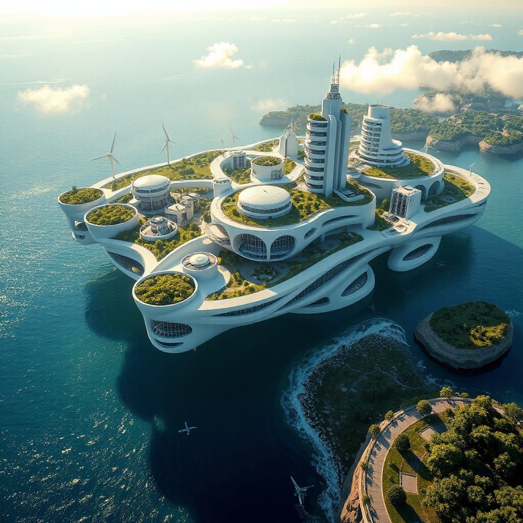 Solarpunk Cityscape with Organic Architecture
