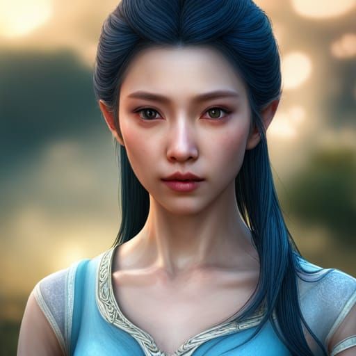 Korean Elf Portrait: Serenity and Love in 8k