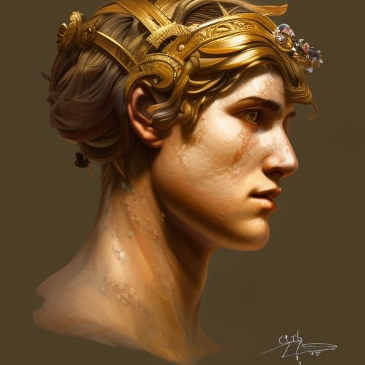 Ancient Greece Portrait in Art Nouveau Style