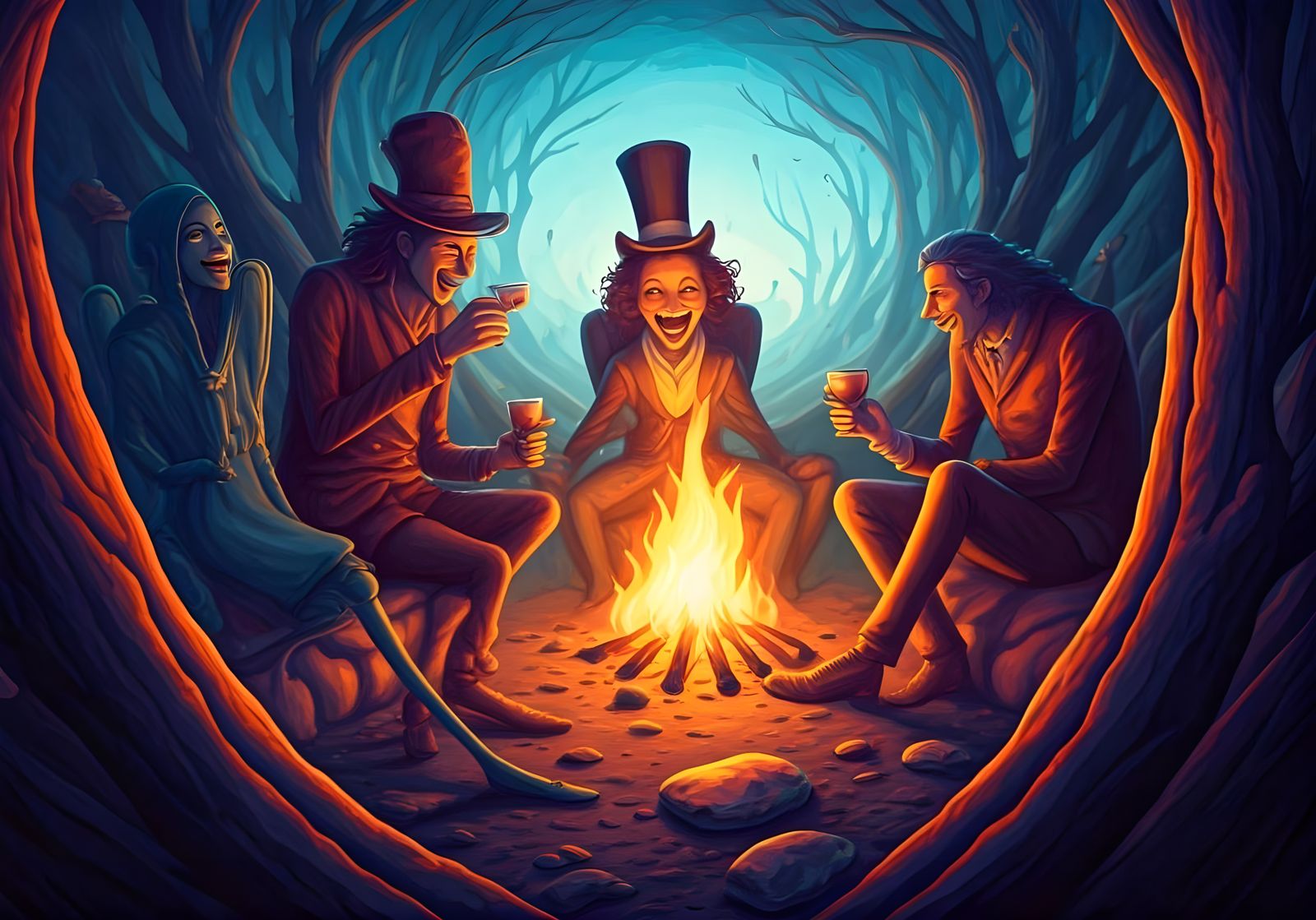 Dreamlike Gathering in Anime-Inspired Whimsy