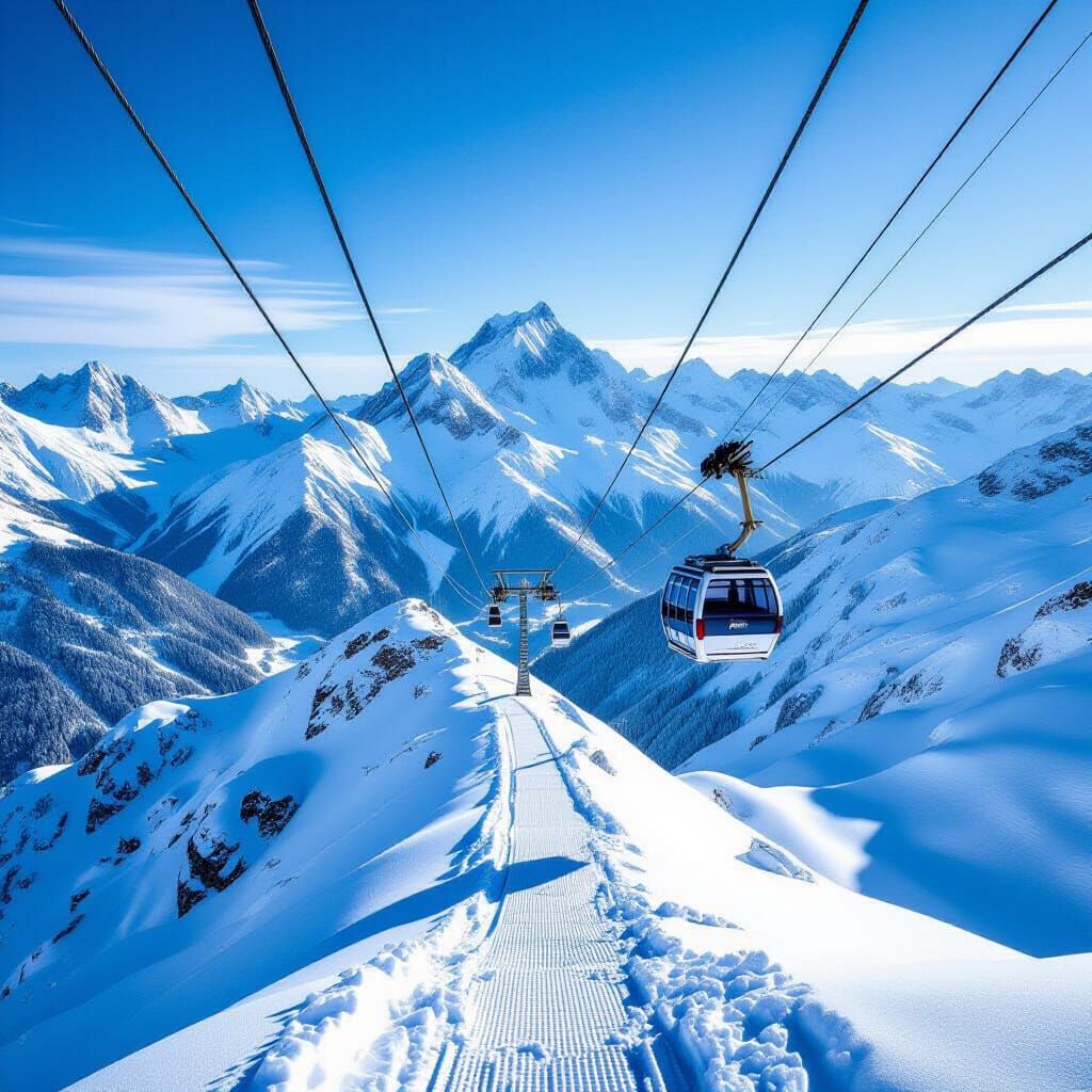 Spectacular Snow Mountains with Cable Car