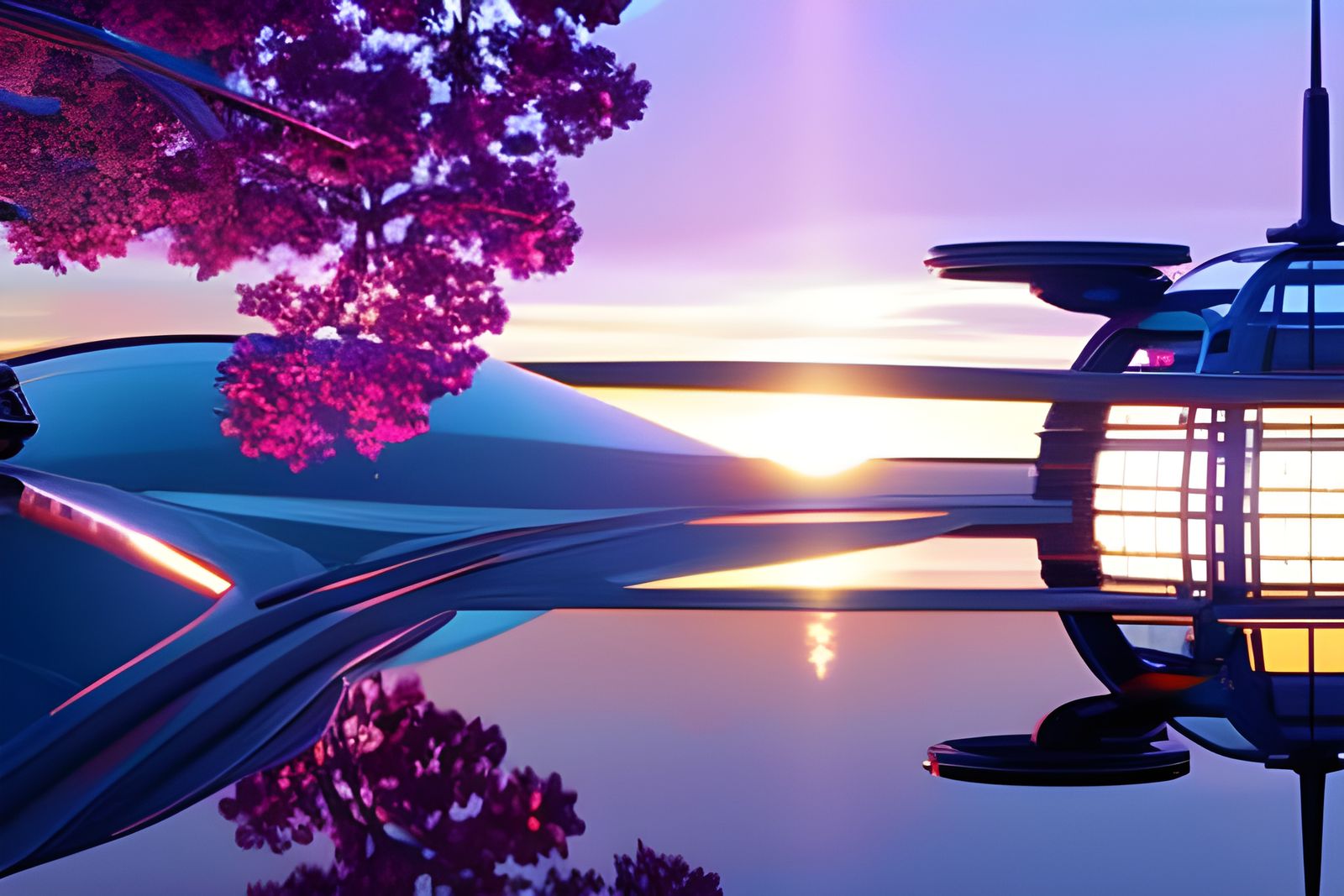 Glass-Domed SkyLab in Retrofuturistic Cyberpunk Utopia