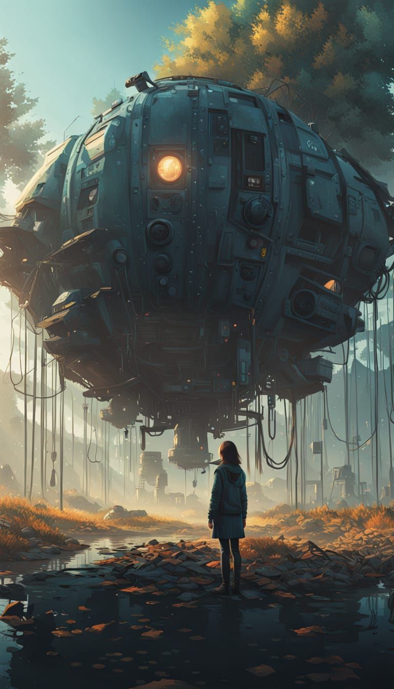 Biomechanical Goddess in a Futuristic Abyss