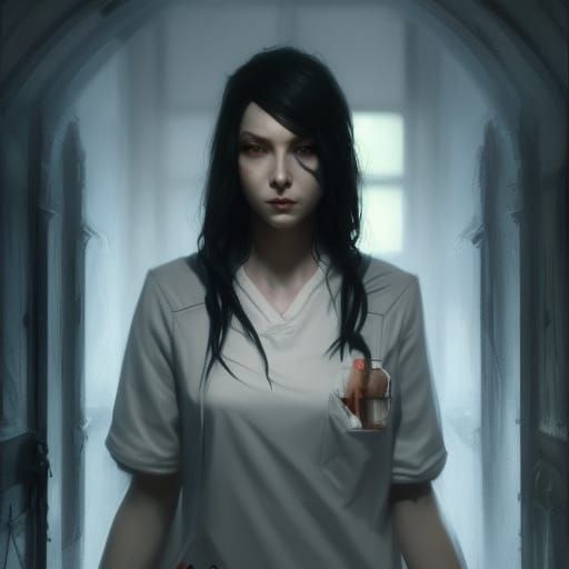 Dark Fantasy Nurse in Hyperdetailed 8k Resolution