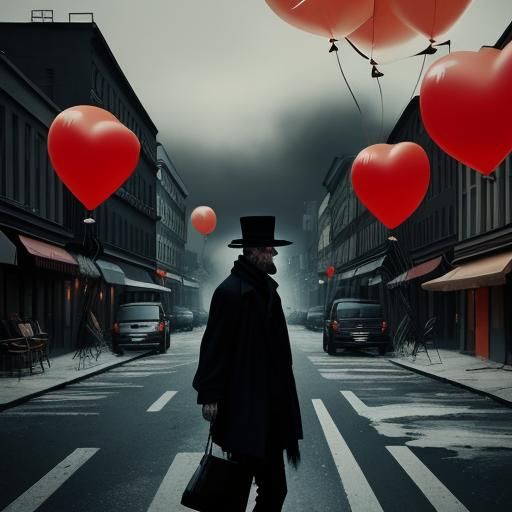 Expressionist Red Balloons Rise Above War