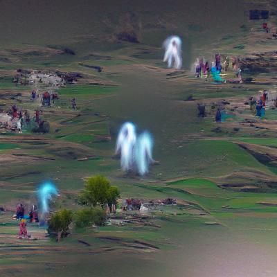 Ethereal Ghosts in a Mystical Landscape