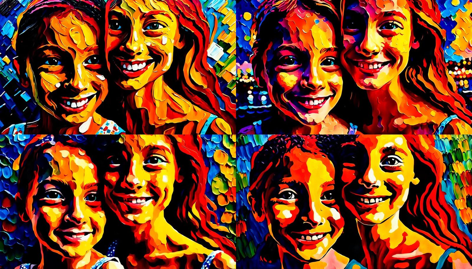 Redhead Twins Portrait in Impasto Acrylics