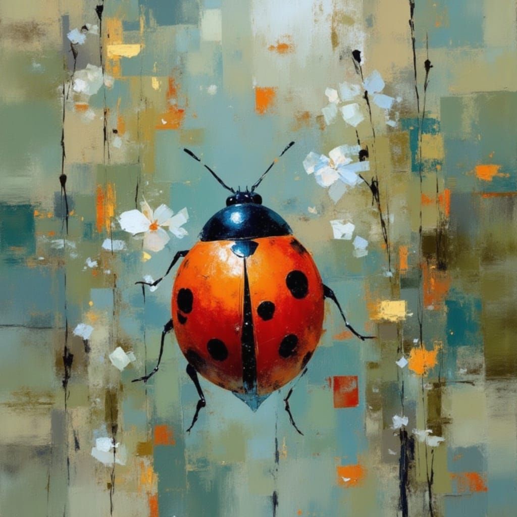 Surreal Ladybird in Vibrant Colors, Inspired by Klimt and Kl...